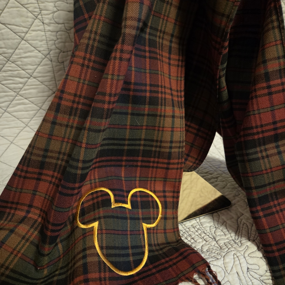 Disney Parks Mickey Plaid Scarf Fringe Tartan Shawl Wrap Official Disney - Picture 2 of 8